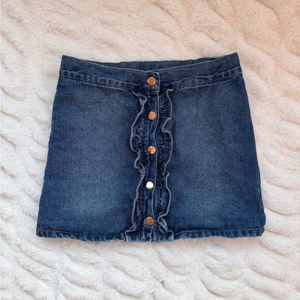 Denim Button-Front Skirt